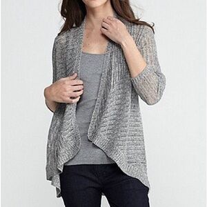 Eileen Fisher size small gray marled open front ribbed cardigan